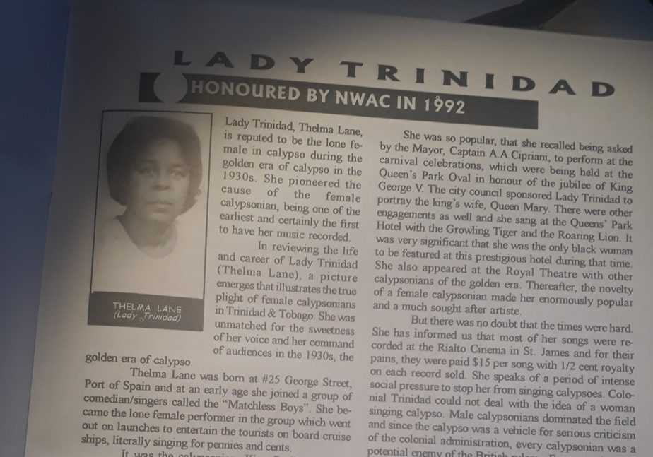 Thelma Lane - Lady Trinidad - first lady of calypso